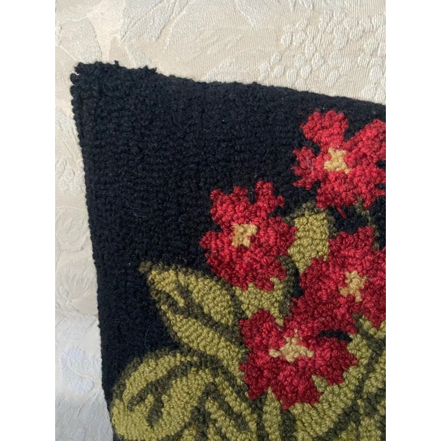 Mid-Century Modern Vintage Mid Century Hand Hooked Flowers in Pot Pillow For Sale - Image 3 of 8
