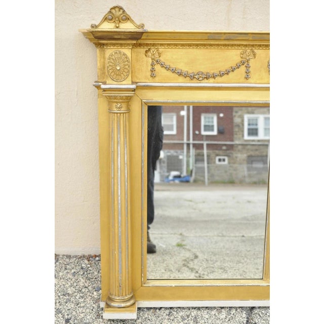 Antique Large 83" Victorian Gold Giltwood Figural Triple Overmantle Mirror For Sale - Image 4 of 12