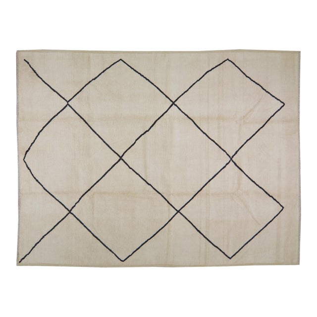 Contemporary Moroccan Hand Knotted Wool Rug,9'3"X12' For Sale