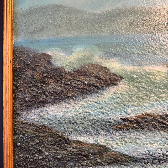 Teal Seascape Oil Pastel Painting For Sale - Image 8 of 8