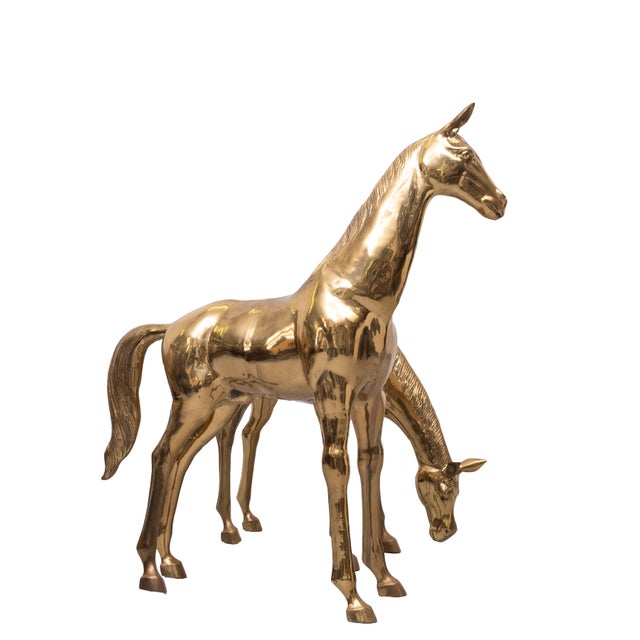 Large Brass Horses from Apko Superbrass, Holland, 1970s, Set of 2 For Sale - Image 6 of 14