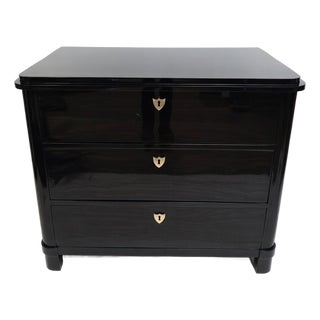 Biedermeier Chest of Drawers in Polished Blackened Wood For Sale