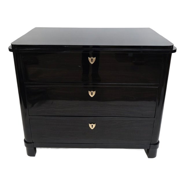 Biedermeier Chest of Drawers in Polished Blackened Wood For Sale