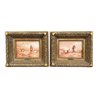 19th Century French Porcelain Plaques in Gilt Frames Signed L. Levy - a Pair For Sale