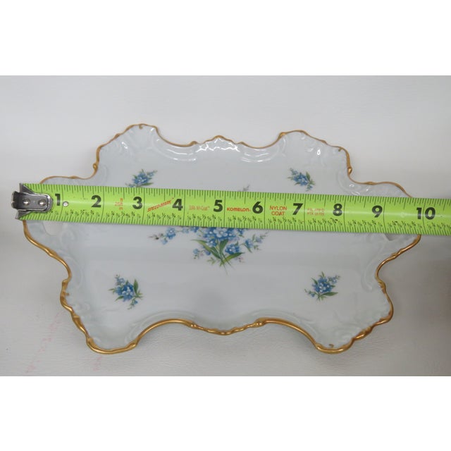 Mid 20th Century Limoges Forget Me Not Floral Pattern Floral Dresser Trinket Tray Dish 4532b For Sale - Image 10 of 18