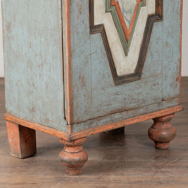 Late 18th Century Original Painted Pair of Swedish Baroque Narrow Cabinets For Sale - Image 12 of 15