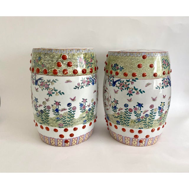 Pair of Famille Rose Porcelain Garden Stools Circa 1900 For Sale In Los Angeles - Image 6 of 11