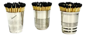 Set of 3 Antique French Art Deco Cups or Matchstick Holders Including Christofle