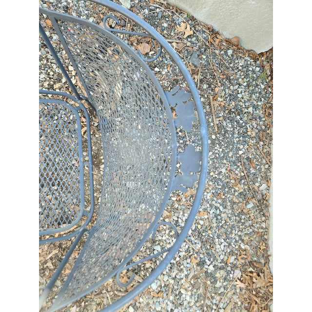 Russell Woodard Mid 20th Century Wrought Iron Bistro Table & 2 Chairs For Sale - Image 4 of 9