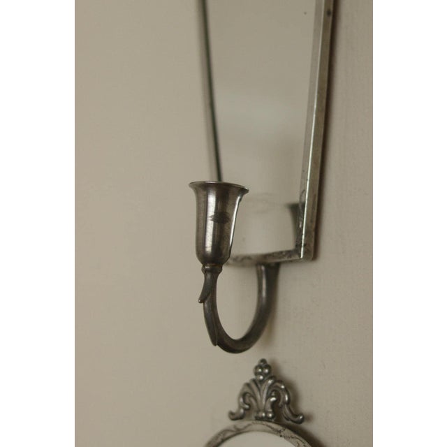 Mid-Century Swedish Pewter Sconces with Mirrors from Svenskt Tenn, Set of 2 For Sale - Image 12 of 18