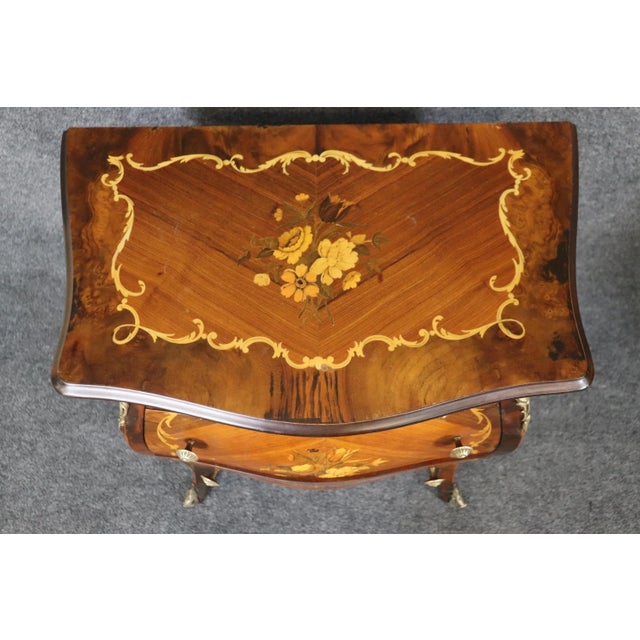 Inlaid Italian Bombe Night Stands Commodes Circa 1940 - A Pair For Sale - Image 10 of 12