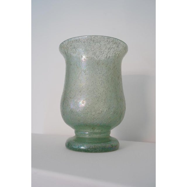 Iridescent Pulegoso Glass Chalice Vase, Murano 1930s.