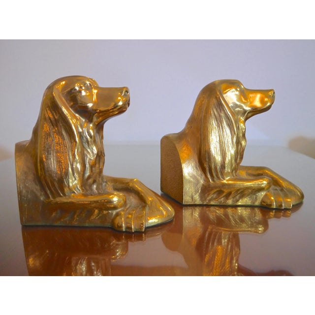 Mid-Century Modern Gold Plated Afghan Hound Bookends - a Pair For Sale - Image 3 of 7