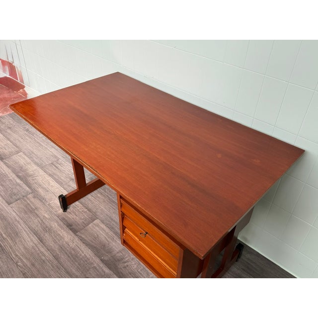 Mid-Century Italian Teak Desk with Chest of Drawers, 1960s For Sale - Image 6 of 17