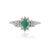 Art Deco Oval Emerald & Diamond Halo Cluster Ring in Silver, Size 7.5 For Sale - Image 4 of 12