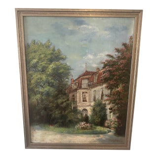 Antique European Manor Oil Painting, Signed Arnold Stutz, Dated 1907 - Newly Framed For Sale