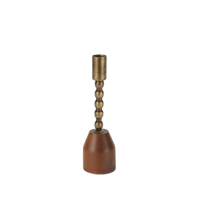 2020s Modern Metal Taper Candle Holder with Birch Base (Set of 3) For Sale - Image 5 of 6