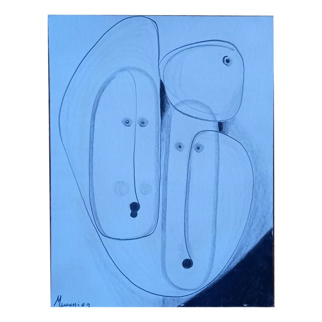Ferdinando Meccani, Composition, 1969, Charcoal & Pencil on Paper For Sale