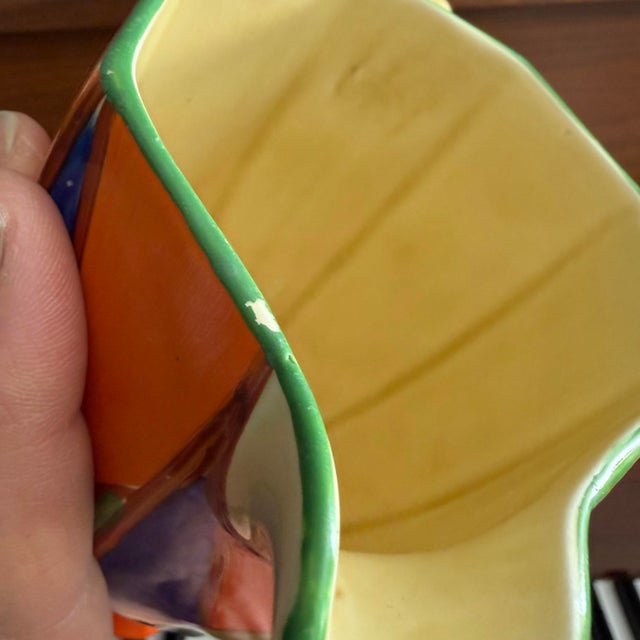 Ceramic 1929 Clarice Cliff Original Bizarre Athens Jug – Blue, Orange & Green Geometric For Sale - Image 7 of 7