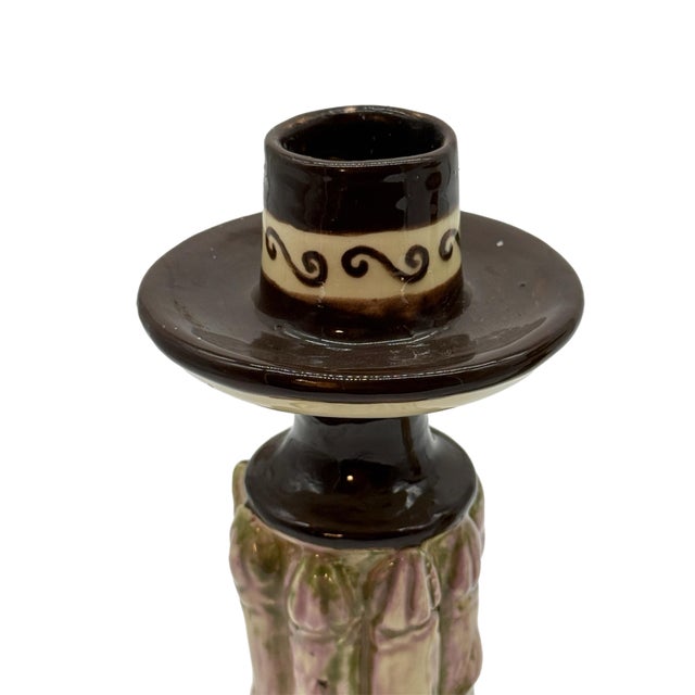 Ceramic Pair of Limited Edition Asparagus Form Studio Ceramic Candlesticks by Prince Alexander 1981 (1/9) For Sale - Image 7 of 11
