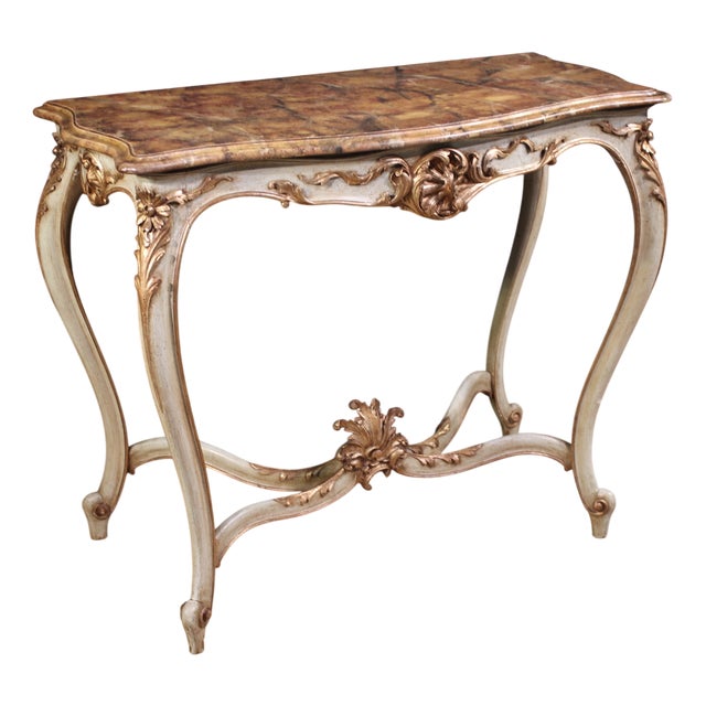 French Lacquered Console in Louis XV Style, 1950s For Sale