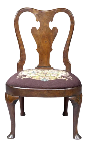 English Antique Period Queen Anne Walnut Side Chair