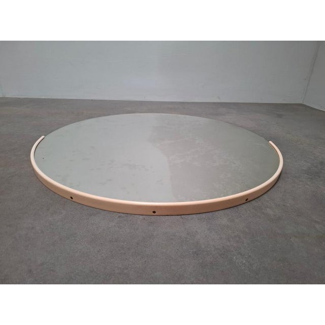 Vintage Czechoslovakian Round Wall Mirror with Beige Frame, 1970s For Sale - Image 9 of 16