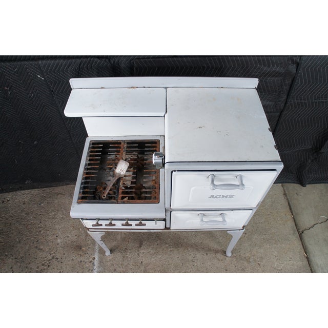 Antique Alcazar Range & Heater Co Acme Enameled Porcelain Gas Kitchen Stove For Sale - Image 10 of 16
