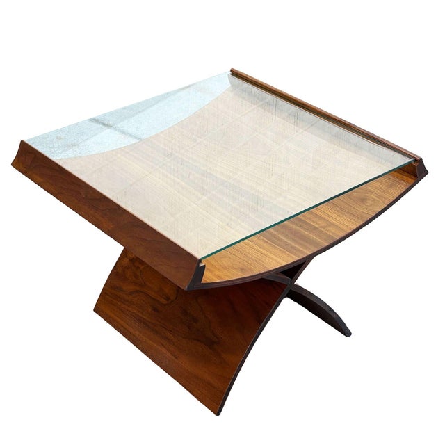 1950s Mid-Century Molded Sculptural Bentwood Hourglass Side Drink Table W/ Glass Top For Sale - Image 4 of 9