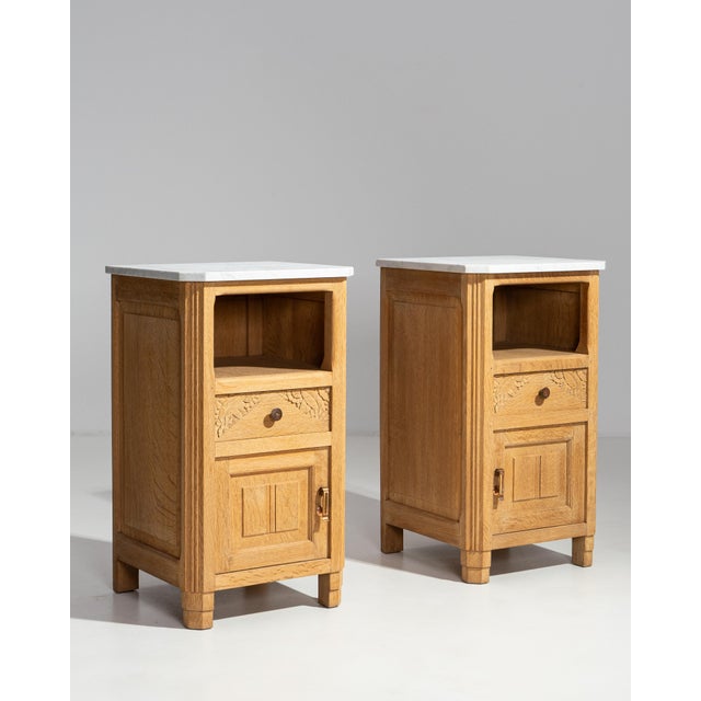 1920s Oak Art Deco Side Table With Marble Top For Sale - Image 4 of 18