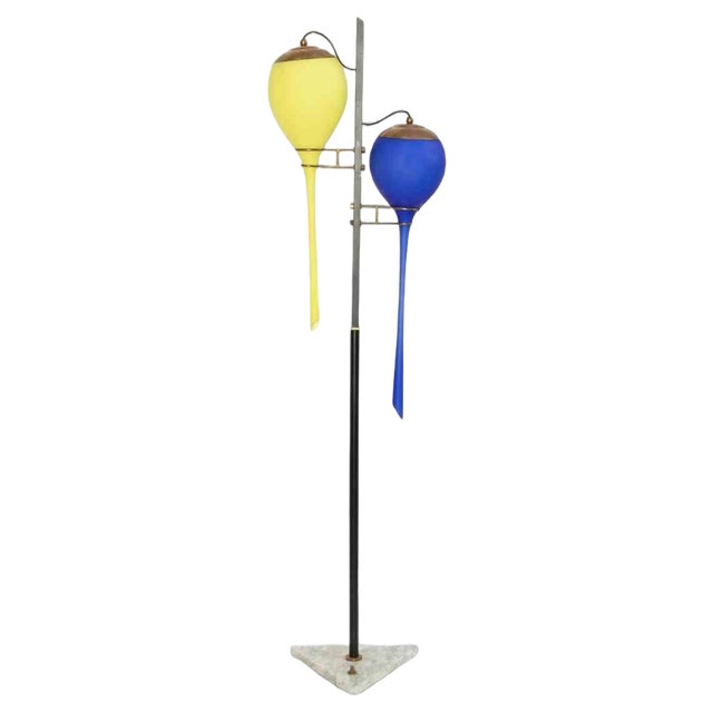 Yellow and Blue Lamp from Stilnovo, Mid-20th Century For Sale