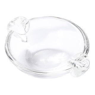 Mid-Century Modernist Crystal Dish Signed Steuben For Sale