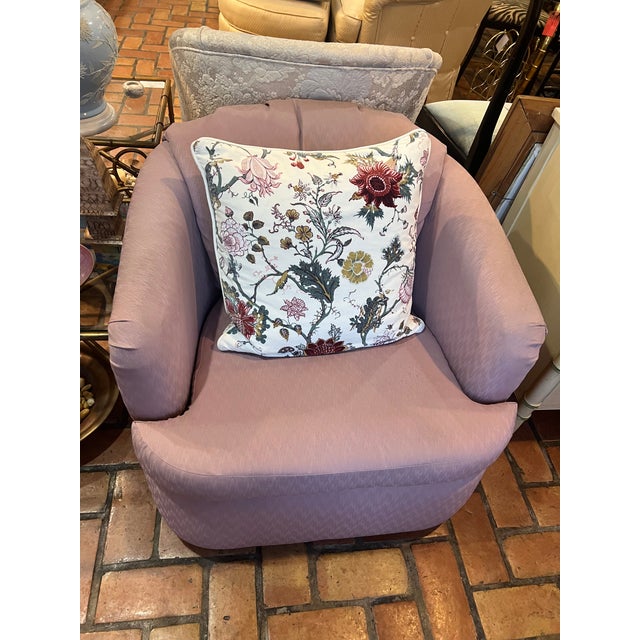 Dusty Pink Swivel Club Chairs For Sale - Image 16 of 17