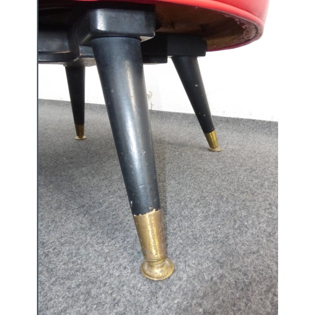 Mid-Century Modern Rount Swivel Red Vinyl Ottoman For Sale - Image 9 of 11