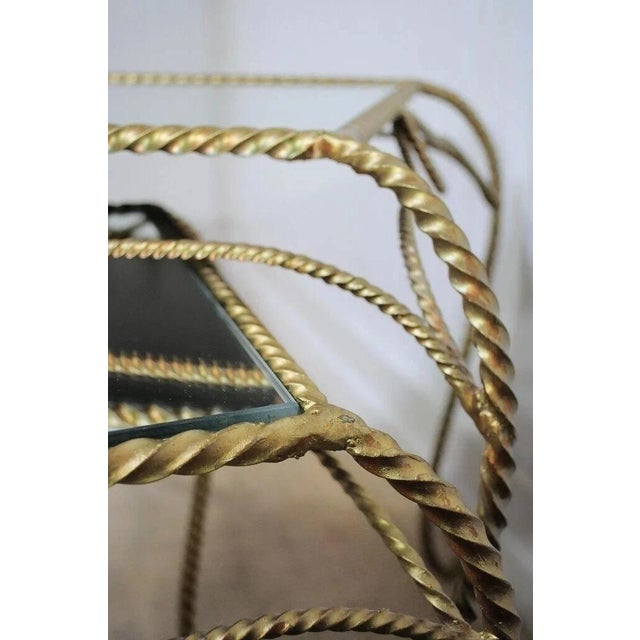Vintage Italian Hollywood Regency Gold Rope Mirror Top 3 Pc Nesting Side Tables For Sale - Image 9 of 12