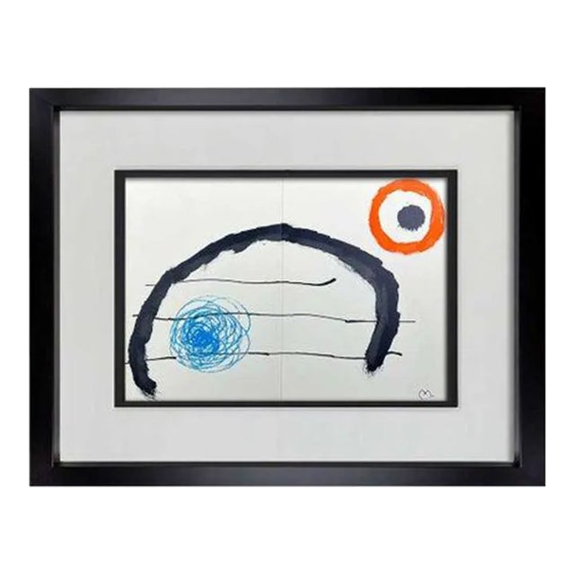 Hand Signed Original Joan Miro Double Lithograph in Color For Sale