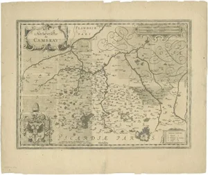 Antique Map of the Region of Cambrai in France, 1630