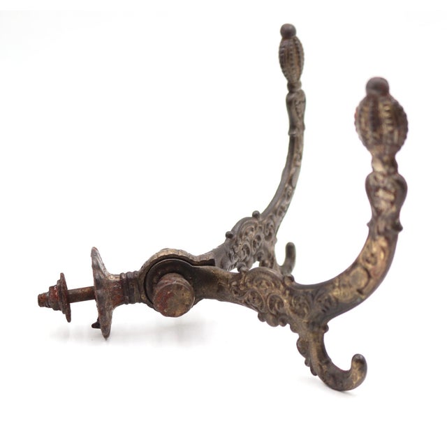 Early 20th Century Pair of Victorian Brass Plated Cast Iron Hall Tree Hooks For Sale - Image 6 of 6