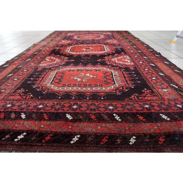 Islamic 1920s, Antique Hand-Knotted Afghan Baluch Rug 3.8' X 6.9' For Sale - Image 3 of 11