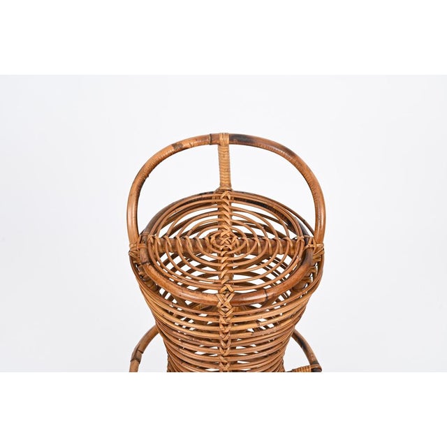 Set of Dry Bar with Stool in Rattan, Bamboo and Wicker attributed to Tito Agnoli, Italy, 1950s For Sale - Image 12 of 18