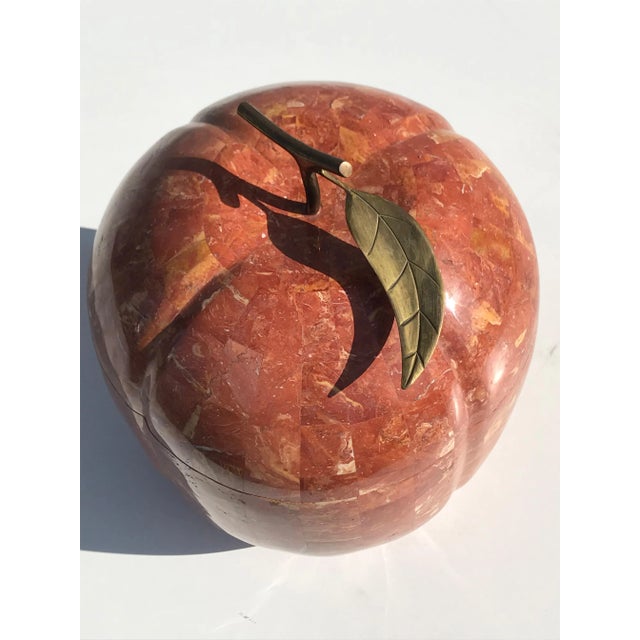 Hollywood Regency Pumpkin Shape Tessellated Stone Storage Box For Sale - Image 3 of 9