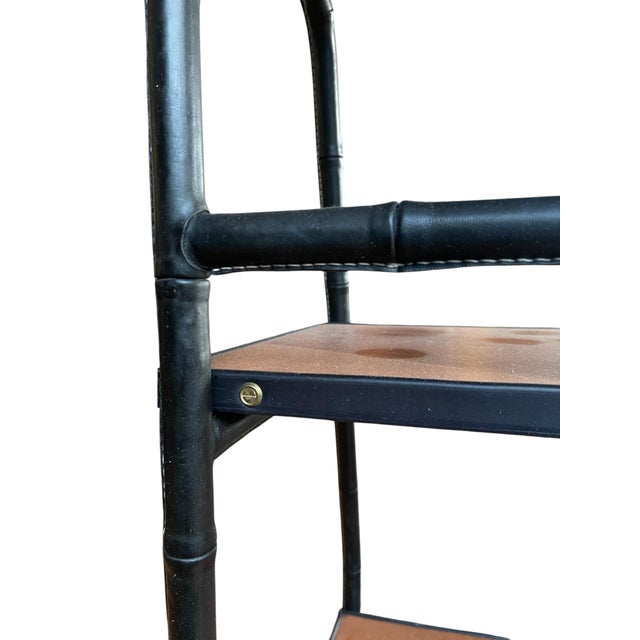 Black Vintage Stitched Leather Bookcase by Jacques Adnet, 1950s For Sale - Image 8 of 15