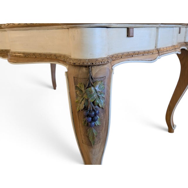 Walnut Dining Table with Hand-Carved Grape Detail, 1950s For Sale - Image 4 of 11