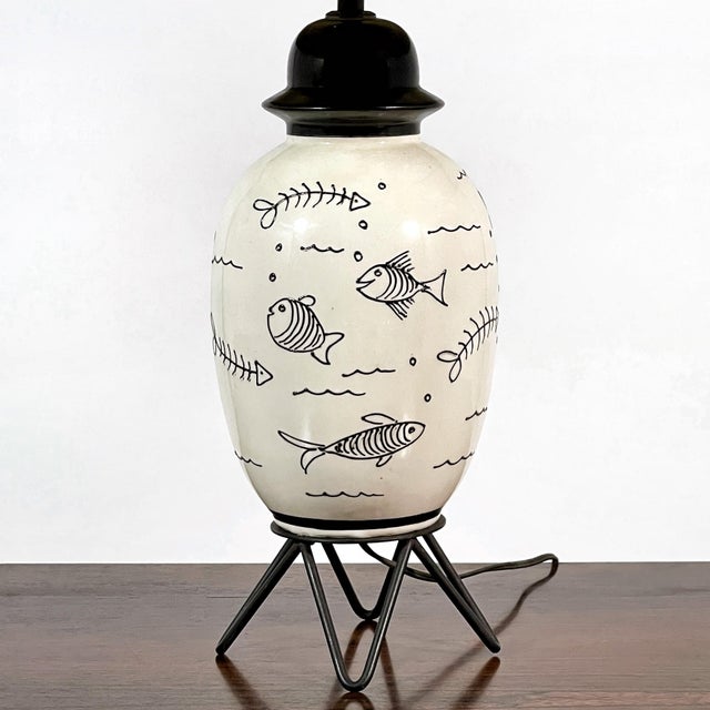 1950s Table Lamp with Whimsical Fish Design For Sale - Image 10 of 11