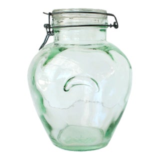 Vintage French Glass Storage Jar/Wire-Bail For Sale