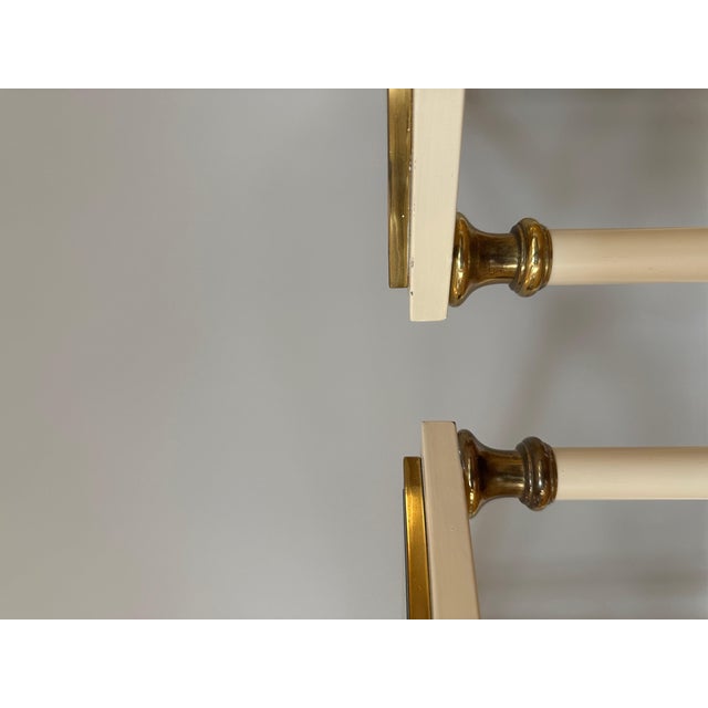 French Cream Lacquered and Brass Side Tables, 1970s, Set of 2 For Sale - Image 14 of 15