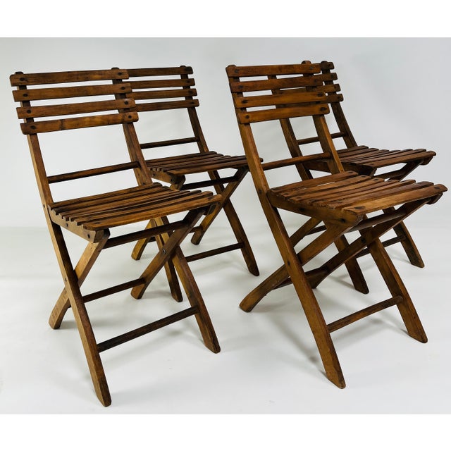 1950s Folding Oak Chairs - Set of 4 For Sale - Image 10 of 10