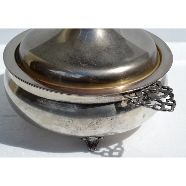 Silver Early 20th-Century Eales 1779 Silverplate Footed Chafing Buffet Server Pinnacle Knob For Sale - Image 8 of 15