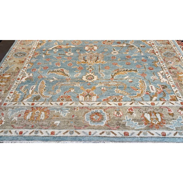 Baby Blue Classic Mahal Design Rug For Sale - Image 8 of 12