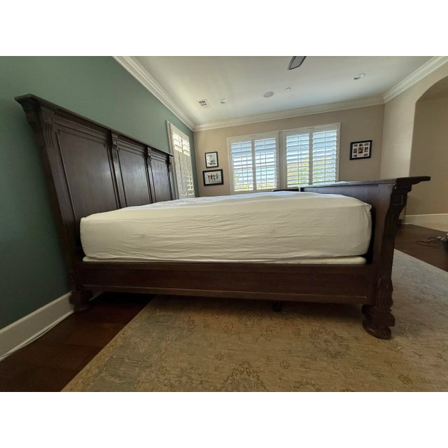 Wood Cal King Headboard and Footboard From Restoration Hardware St James Panel Bed. Color - Antiqued Coffee Mattress and Adjustable Bed Base Not Included. For Sale - Image 7 of 7